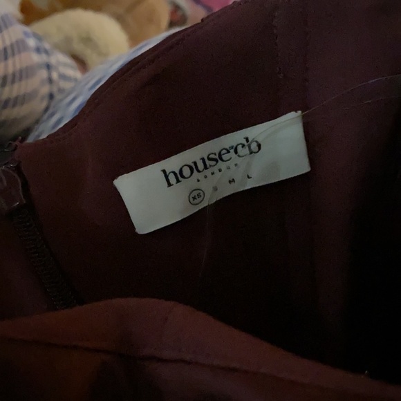 HOUSE OF CB / Rhoda Off the Shoulder Corset Dress brown raisin satin XS - Picture 10 of 11